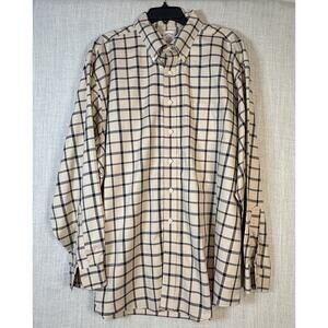 Brooks Brothers Button-Down Shirt Mens XL Windowpane Plaid Cream Burgundy Black